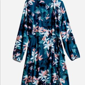 Blue with flowers. Wrap dress. dress-Luna floral